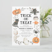 Cute Little Monsters Halloween Birthday Party Kaart (Staand voorkant)