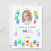Cute Little Monsters Photo Birthday Party Kaart (Voorkant)