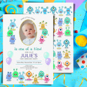 Cute Little Monsters Photo Birthday Party Kaart
