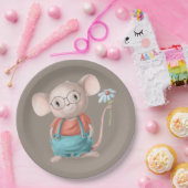 Cute Little Mouse Animal Cartoon Papieren Bordje (Feest)