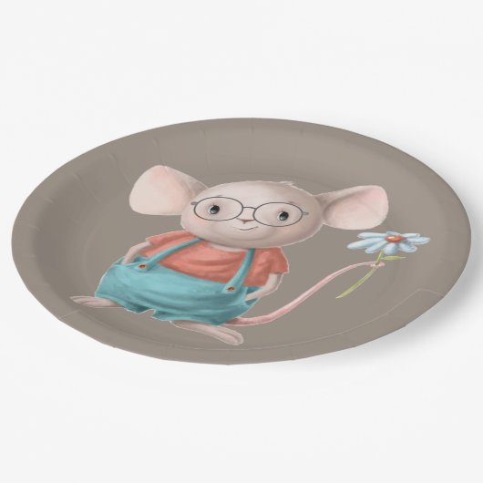 Cute Little Mouse Animal Cartoon Papieren Bordje (Gekanteld)