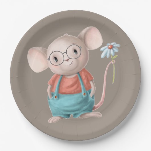 Cute Little Mouse Animal Cartoon Papieren Bordje (Voorkant)