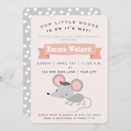 Cute Little Mouse - Baby shower Invitation Kaart