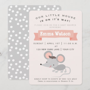 Cute Little Mouse - Baby shower Invitation Kaart