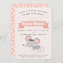 Cute Little Mouse - Baby shower Invitation Kaart