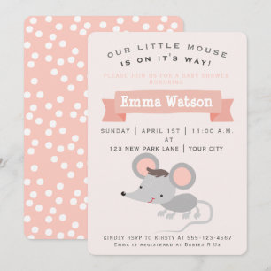 Cute Little Mouse - Baby shower Invitation Kaart