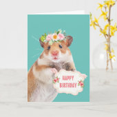 Cute Little Mouse Birthday Kaart (Gele Bloem)