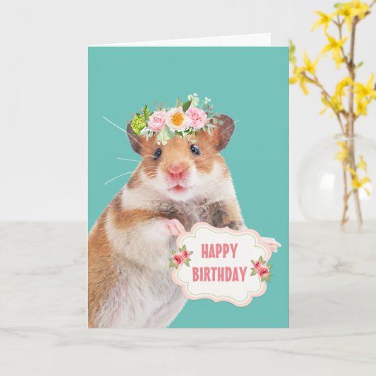 Cute Little Mouse Birthday Kaart (Gele Bloem)