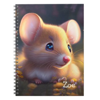 Cute little mouse in a flower meadow, custom  notitieboek