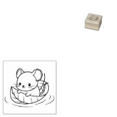 Cute Little Mouse Leaf Boat 1x1 Rubberstempel (Gestempeld)