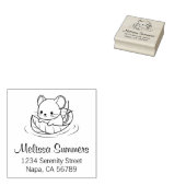 Cute Little Mouse Leaf Boat Address Rubberstempel (Gestempeld)