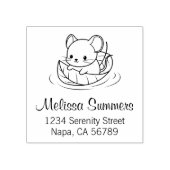 Cute Little Mouse Leaf Boat Address Rubberstempel (Afrduk)
