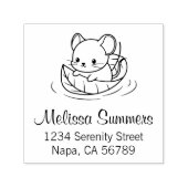 Cute Little Mouse Leaf Boat Address Zelfinktende Stempel (Design)