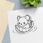 Cute Little Mouse Leaf Boat Zelfinktende Stempel