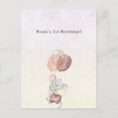 Cute Little Mouse With Pink Balloons Invitation Briefkaart (Voorkant)