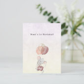 Cute Little Mouse With Pink Balloons Invitation Briefkaart (Staand voorkant)