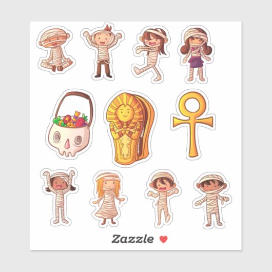 Cute Little Mummy's Halloween Sticker (Vel)