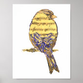 Cute Little Music Note Bird Poster (Voorkant)