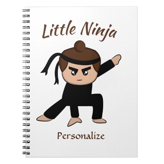 Cute Little Ninja Boy Cartoon Personalized Notitieboek (Voorkant)