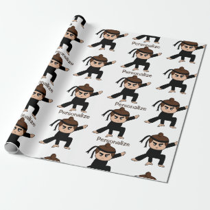 Cute Little Ninja Guy Cartoon Personalize Cadeaupapier