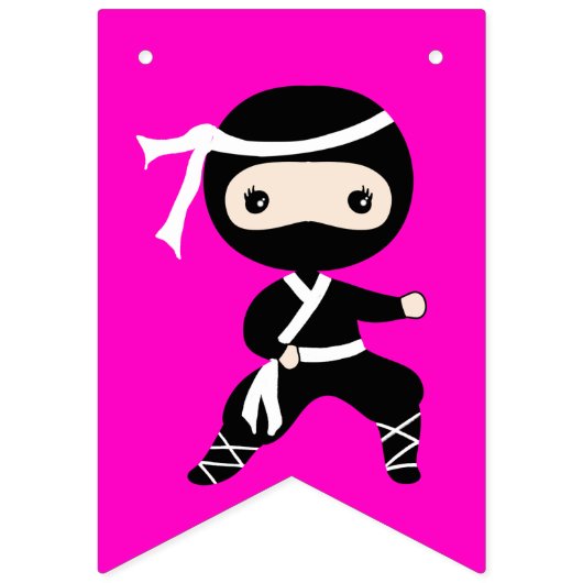 Cute Little Ninja Happy Birthday Bunting Flags Vlaggetjes (Eerste vlag)