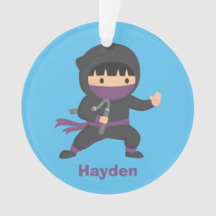 Cute Little Ninja met Nunchaku Jongens Slaapkamer Ornament