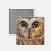 Cute Little Northern Saw Whet Owl Magneet (Voorkant / Achterkant)