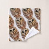Cute Little Northern Saw Whet Owls Bad Handdoek (Wasdoekje)