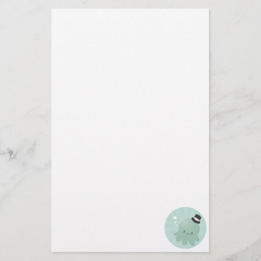 Cute Little Octopus met een zwarte bovenste pet Briefpapier (Voorkant)