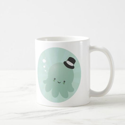 Cute Little Octopus met een zwarte bovenste pet Koffiemok (Rechts)