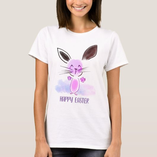Cute Little Ombre Waterverf Bunny Happy Easter T-shirt (Voorkant)