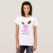Cute Little Ombre Waterverf Bunny Happy Easter T-shirt (Voorkant volledig)