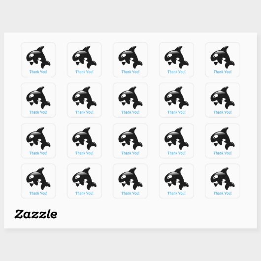 Cute Little Orca Bedankt Vierkante Sticker (Vel)