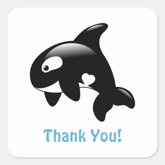 Cute Little Orca Bedankt Vierkante Sticker (Voorkant)