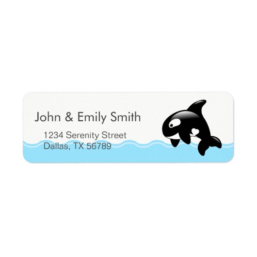Cute Little Orca Whale Adres Etiket (Voorkant)