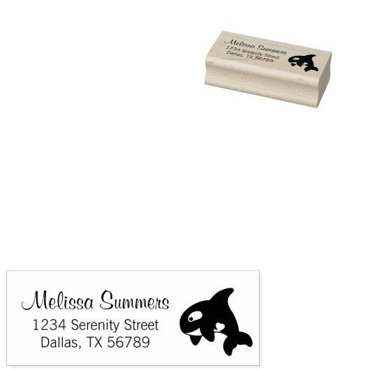 Cute Little Orca Whale Adres Rubberstempel (Gestempeld)