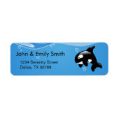 Cute Little Orca Whale on Aqua Etiket (Voorkant)