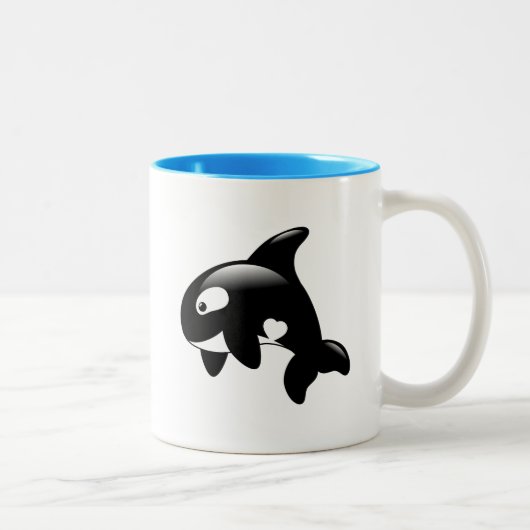 Cute Little Orca Whale Tweekleurige Koffiemok (Rechts)
