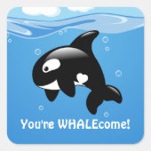 Cute Little Orca WHALEcome Vierkante Sticker (Voorkant)