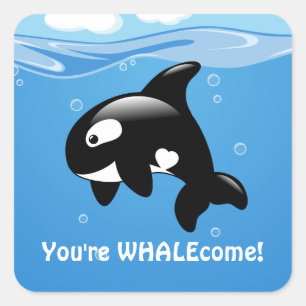 Cute Little Orca WHALEcome Vierkante Sticker