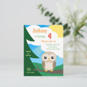 Cute Little Owl Birthday Invitation Kaart (Staand voorkant)