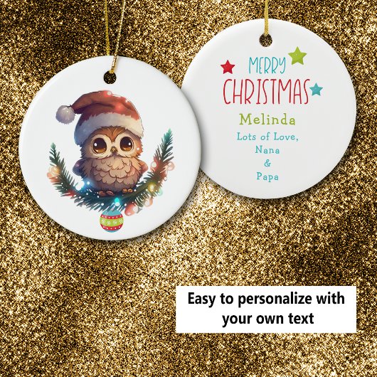 Cute Little Owl Merry Kerstversiering Keramisch Ornament