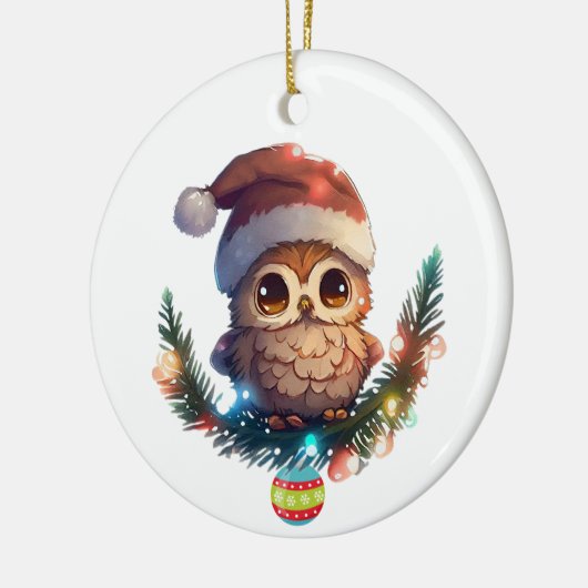 Cute Little Owl Merry Kerstversiering Keramisch Ornament (Links)