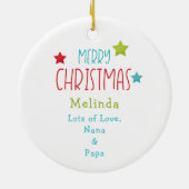 Cute Little Owl Merry Kerstversiering Keramisch Ornament (Achterkant)