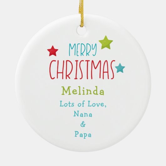 Cute Little Owl Merry Kerstversiering Keramisch Ornament (Achterkant)