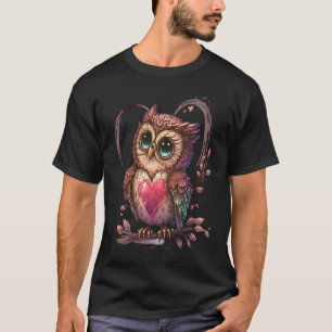 Cute Little Owl Valetines Animal Love 5 T-shirt