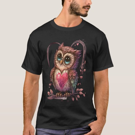 Cute Little Owl Valetines Animal Love 5 T-shirt (Voorkant)