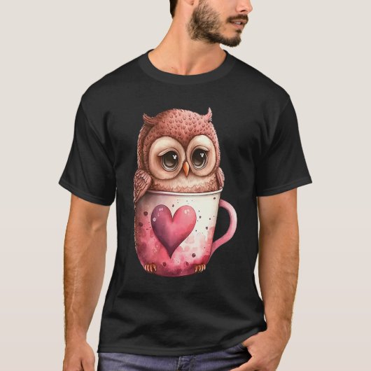 Cute Little Owl Valetines Animal Love 8 T-shirt (Voorkant)