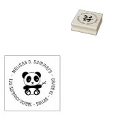 Cute Little Panda Bamboo Round Address 4 Rubberstempel (Gestempeld)