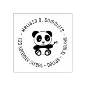 Cute Little Panda Bamboo Round Address 4 Rubberstempel (Afrduk)
